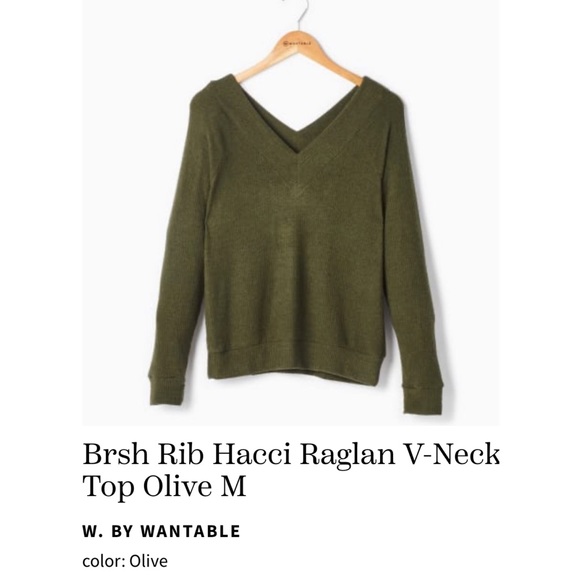Wantable Brushed Rib Hacci Raglan V-Neck Top - Picture 2 of 5
